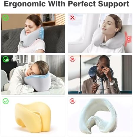 2-in-1 Travel Neck Pillow, Advanced Neck Support for Long Flights, Portable Drawstring Bag, U Shape Memory Foam Pillows for Traveling, Car, Home - Image 5