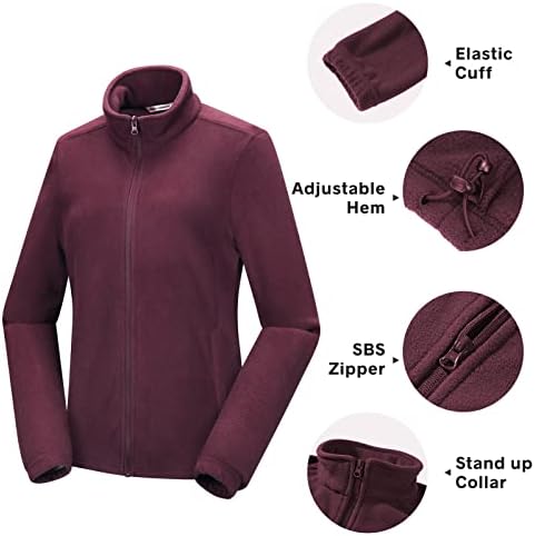 33,000ft Womens Fleece Jackets Ladies Lightweight Warm Full Zip Coat Breathable Microfleece Ladies Sweater Casual Long Sleeve, Ideal for Travelling Outdoor Sport - Image 4