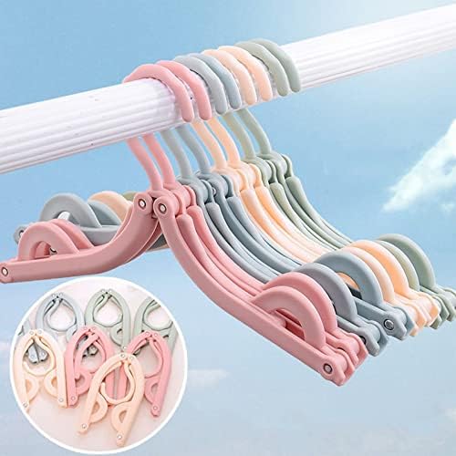 8pcs Folding Clothes Hangers, 4 Colors Travel Hangers Foldable Portable Plastic Clothes Coats Hangers Home Hotel Camping Holiday Travel Accessories Cruise Essentials (Green/Blue/Pink/Beige) - Image 6
