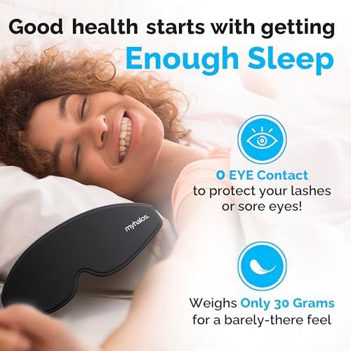 100% Blackout Sleep Masks for Women & Men - Zero Eye Pressure Eye Mask for Sleeping -Our Halo Sleep Mask Includes a Storage Pouch- Black Eye Mask for Travel or Blindfold - Image 2