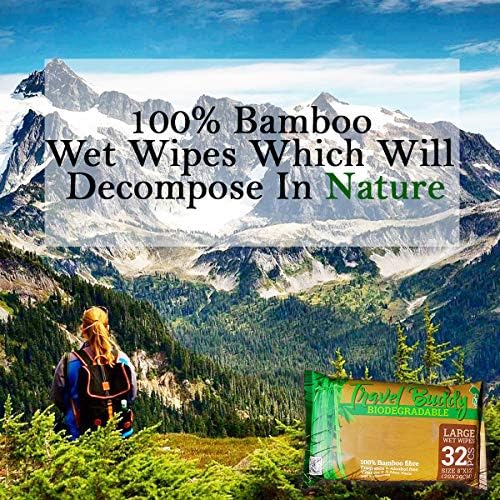 Ace Travel Buddy Large Body Wet Wipes Biodegradable - No Rinse Bath Or Shower Bamboo Wipe - Gym, Travel, Camping, Backpacking, Hiking, Pets, Festival Essentials/Accessories, 32 Wipes(8"X12"/20X30CM) - Image 2